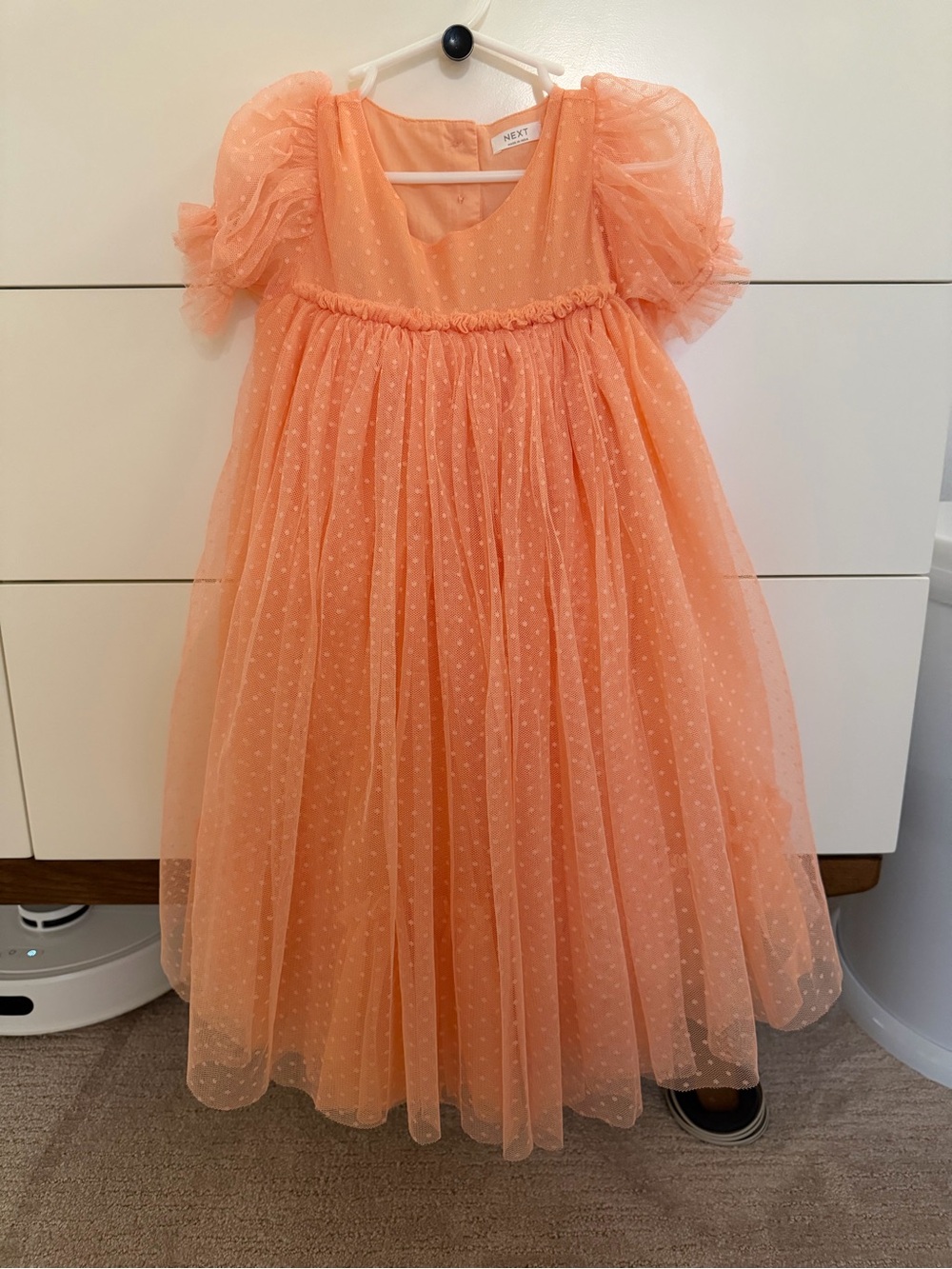 NEXT Peach Dobby Dot Tulle Party Dress
